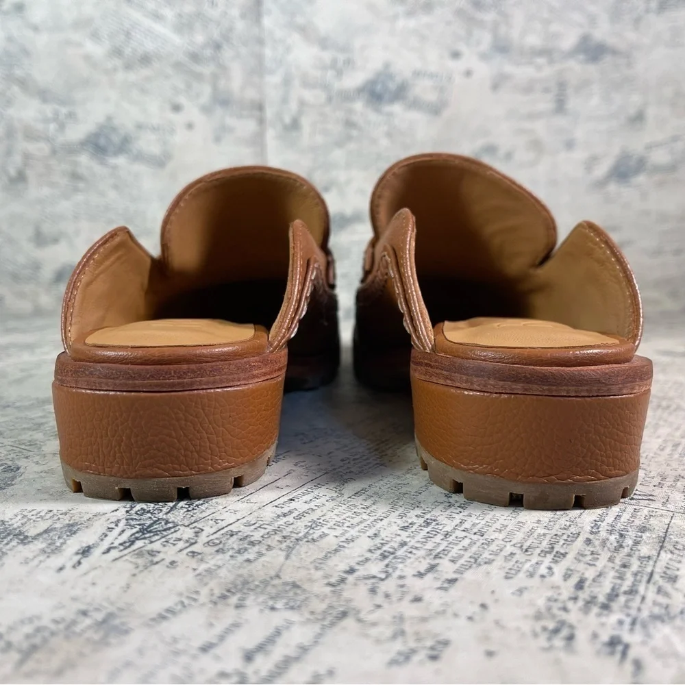Beklina Loafer Mule Cocoa Brown Leather Penny Loafers Handmade Peru